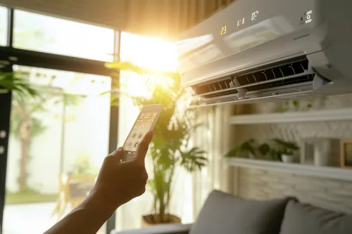 Schéma du fonctionnement d'un climatiseur réversible.